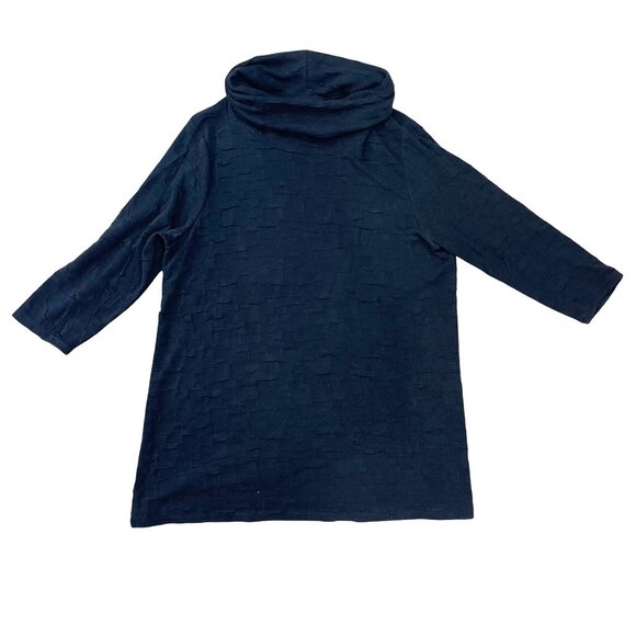 Peck & Peck Cowl Neck Textured Tunic Top Women's Size XL Black Rayon 3/4 Sleeves - Picture 1 of 11